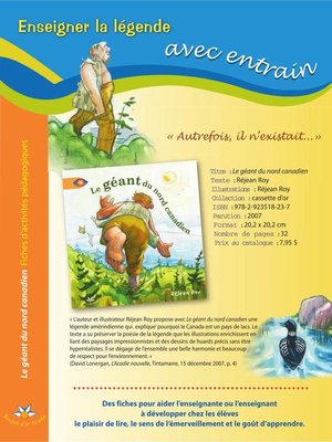 cover image of Le géant du nord canadien--Fiches d'activités pédagogiques
